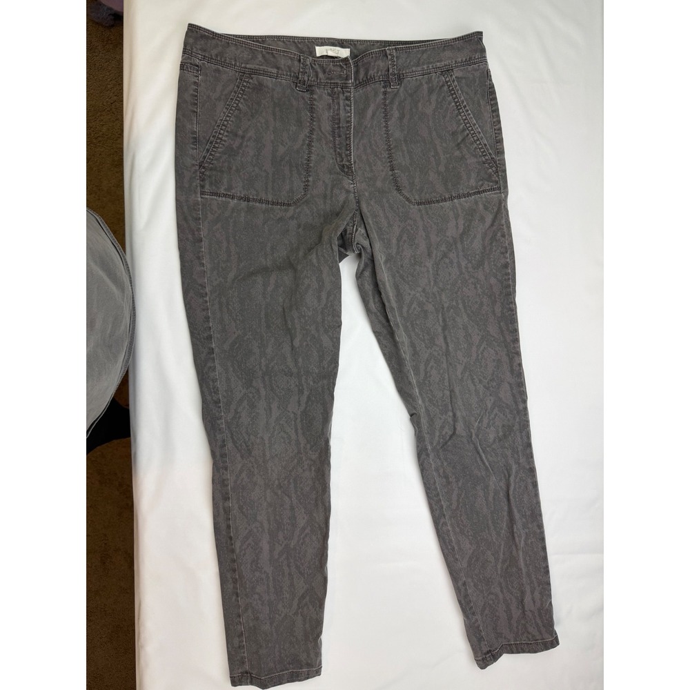 Loft Womens Gray Snakeskin Print Utility Pants Slim Tapered Size 12 Mid Rise